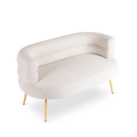 Fotel wypoczynkowy dwuosobwy kremowy na nóżkach Nantes