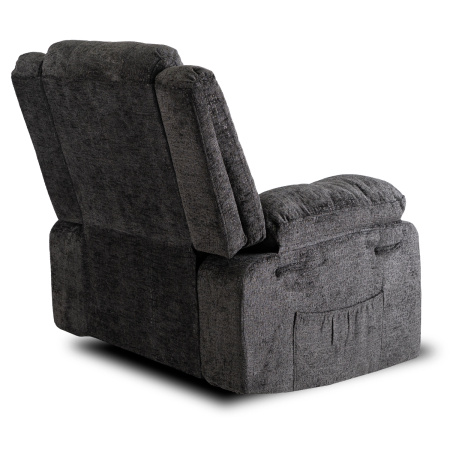 Fotel rozkładany czarny z podnóżkiem w tkaninie welurowej Arturo