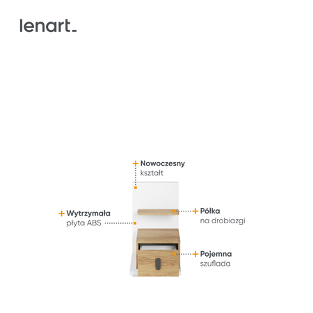 Stolik nocny z półkami do pokoju młodzieżowego Simi 