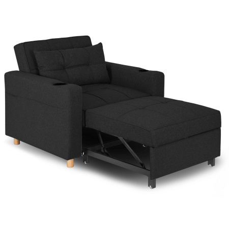 Fotel jednoosobowy rozkładany amerykanka czarna Solor