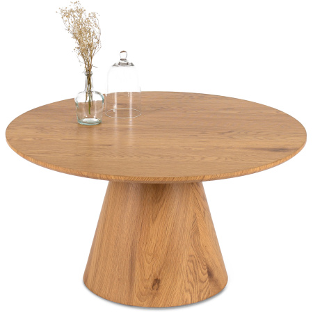 Stolik kawowy okrągły na jednej nodze do salonu dąb naturalny Carly Max 80 cm 