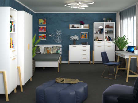 Łóżko 120x200 cm białe do pokoju młodzieżowego Belle Mebel Bos