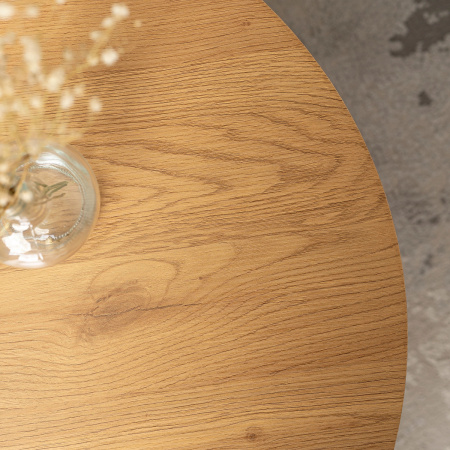 Stolik kawowy okrągły na jednej nodze do salonu dąb naturalny Carly Max 80 cm 