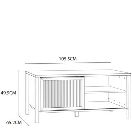 Stolik kawowy z lamelami i półkami do salonu w stylu loftowym Jytana Forte
