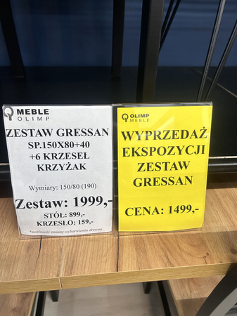 Zestaw stół rozkładany prostokątny z krzesłami Gressan