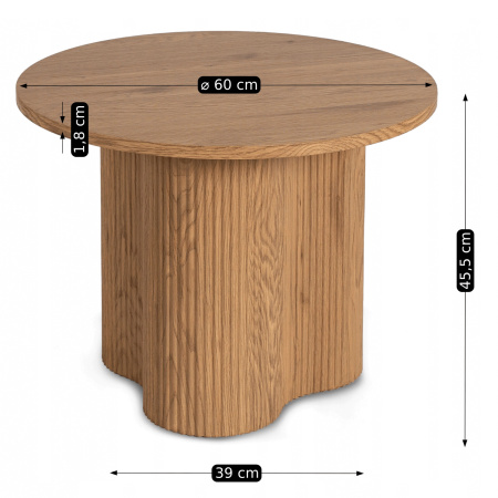 Stolik kawowy okrągły, lamelowa podstawa Arion 60 cm 