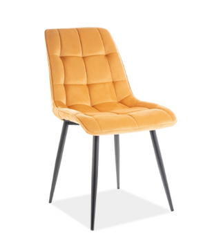 Krzesło tapicerowane nowoczesne musztardowe  Chic Velvet