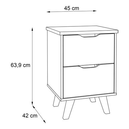 Szafka nocna z szufladami na nóżkach do sypiali VANKKA Forte