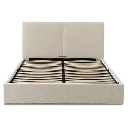 Łóżko tapicerowane kremowe z podnoszonym stelażem 140x200 Marsylia