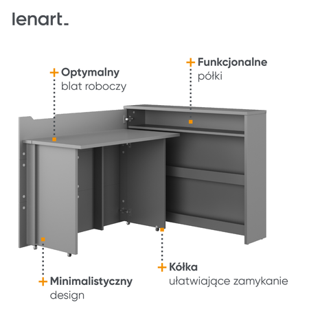 Biurko szare rozkładane lewe Work Concept 