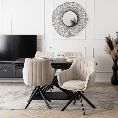 Krzesło kremowe obrotowe nowoczesne tapicerowane Mumbai