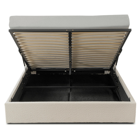 Łóżko tapicerowane kremowe z podnoszonym stelażem 140x200 Marsylia