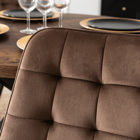 Krzesło brązowe welurowe nowoczesne do jadalni Rick 