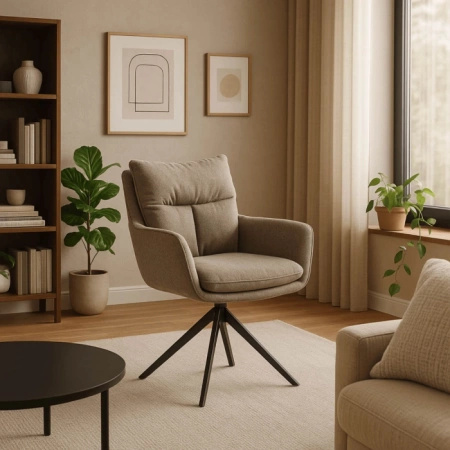 Krzesło obrotowe tapicerowane jasnobrązowe Paul 