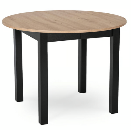 Stół okrągły rozkładany 102-142 cm do salonu dąb artisan/czarny 