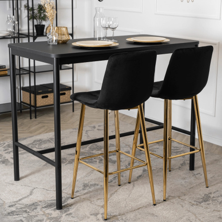 Hoker tapicerowany krzesło barowe z oparciem nowoczesne czarne w stylu loftowym