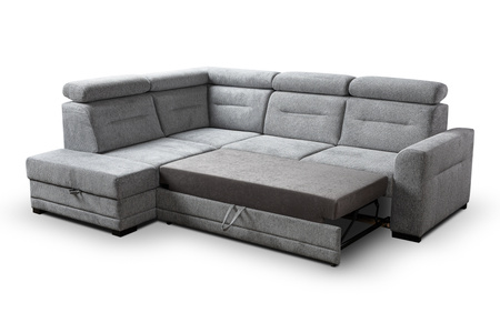 Narożnik rozkładany modułowy z ruchomymi zagłówkami szary Salto