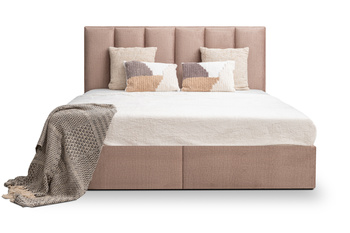 Łóżko tapicerowane z zagłówkiem i materacem 160x200 beżowe Wenus