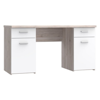 Biurko białe z szufladami i pojemnymi szafkami w stylu nowoczesnym Forte