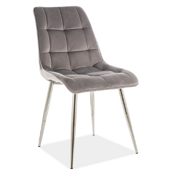 Krzesło szare tapicerowane do jadalni Chic Chrom Velvet Signal Meble