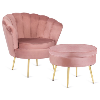 Fotel jednoosobowy z podnóżkiem do czytania w stylu glamour