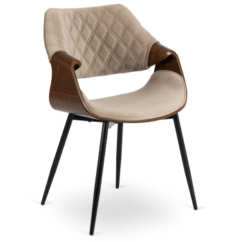 Krzesło do jadalni z drewna giętego welurowe w stylu nowoczesnym