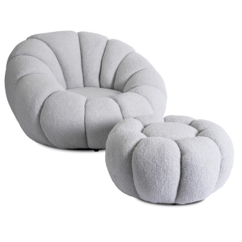 Fotel wypoczynkowy obrotowy z pufą do czytania Pettit