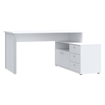 Biurko białe z komodą i szufladami do pracy i nauki w stylu nowoczesnym Forte