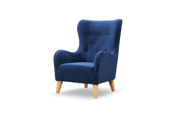 Fotel wypoczynkowy Uszak jednoosobowy granatowy Old School Wood