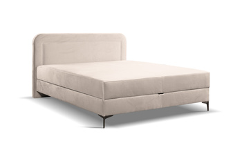 Łóżko kontynentalne z zagłówkiem na nóżkach z podnoszonym stelażem 160x200 beżowe Luno 