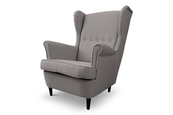 Fotel jednoosobowy wypoczynkowy uszak szary w stylu skandynawskim do salonu 