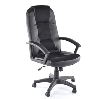 Fotel obrotowy biurowy czarny z podłokietnikami na kółkach 