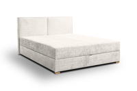 Łóżko z wbudowanym materacem tapicerowanym zagłówkiem schowkiem na pościel 160x200 cm do sypialni Nube beżowe