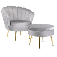 Fotel jednoosobowy do czytania wygodny w stylu glamour szary 