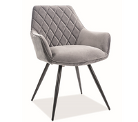 Krzesło tapicerowane kubełkowe szare do jadalni Linea Velvet 
