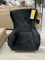 Fotel wypoczynkowy czarny na nóżkach welwetowy Old School 