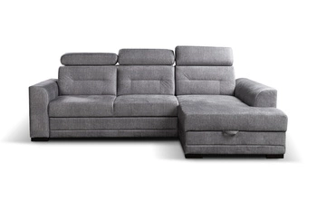 Narożnik szary z funkcją spania i ruchomymi zagłówkami Costa