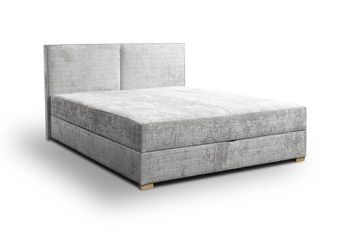Łóżko 140x200 z materacem, tapicerowanym zagłówkiem schowkiem na pościel Nube