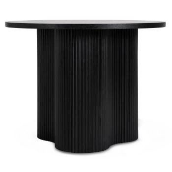 Stolik kawowy okrągły czarny  na jednej grubej nodze do salonu Derian 