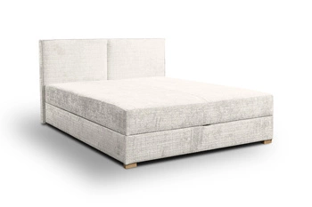 Łóżko z wbudowanym materacem tapicerowanym zagłówkiem schowkiem na pościel 160x200 cm do sypialni Nube beżowe