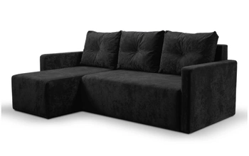 Narożnik nowoczesny do małego salonu rozkładany czarny Bert 