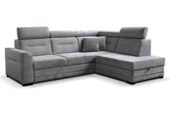 Narożnik szary modułowy z funkcją spania i pojemnikiem na pościel Salto 