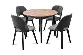 Zestaw stół okrągły rozkładany Rio i 4 krzesła Maja II szare Kasparus