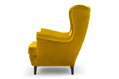  Fotel  wypoczynkowy Uszak żółty w stylu skandynawskim do salonu Furnetti